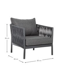 Tuin loungefauteuil Florencia, Frame: gepoedercoat aluminium, Bekleding: Olefin (100% polypropylee, Antraciet, B 80 x H 85 cm