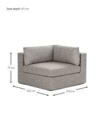 Moduł narożny Russell, Tapicerka: 100% bawełna Dzięki tkani, Stelaż: lite drewno sosnowe z cer, Nogi: tworzywo sztuczne, Szara tkanina, S 103 x G 103 cm