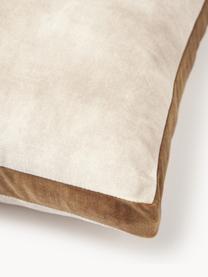 Doosvormig fluwelen kussen Tia met omranding, Fluweel lichtbeige, B 50 x L 50 cm