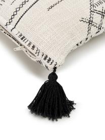 Federa arredo boho reversibile con nappe Kertes, 100% cotone, Nero, Larg. 30 x Lung. 60 cm