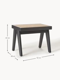 Tabouret en cannage Sissi, Noir, beige clair, larg. 52 x haut. 42 cm