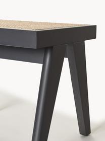 Tabouret en cannage Sissi, Noir, beige clair, larg. 52 x haut. 42 cm