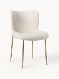 Krzesło tapicerowane z aksamitu Tess, Tapicerka: aksamit (poliester) Dzięk, Nogi: metal malowany proszkowo, Jasnobeżowy aksamit, odcienie złotego, S 49 x G 64 cm