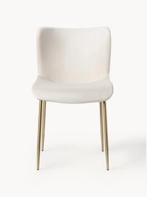 Krzesło tapicerowane z aksamitu Tess, Tapicerka: aksamit (100% poliester) , Nogi: metal malowany proszkowo, Stelaż: sklejka Ten produkt jest , Jasnobeżowy aksamit, odcienie złotego, S 49 x G 64 cm
