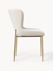 Fluwelen stoel Tess, Bekleding: fluweel (polyester) Met 3, Poten: gepoedercoat metaal, Fluweel lichtbeige, goudkleurig, B 49 x D 64 cm