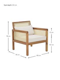 Poltrona da giardino con intreccio viennese Vie, Rivestimento: 100% poliestere Il rivest, Struttura: legno massiccio di acacia, Intreccio viennese: polietilene, Beige, Larg. 68 x Prof. 78 cm