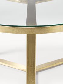 Runder Couchtisch Fortunata, Tischplatte: Glas, gehärtet, Gestell: Metall, gebürstet, Transparent, Goldfarben, Ø 70 cm