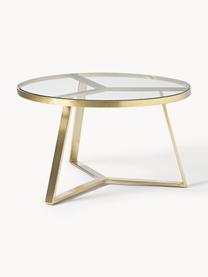 Kulatý konferenční stolek Fortunata, Kov s práškovým nástřikem, Transparentní, zlatá, Ø 70 cm, V 40 cm