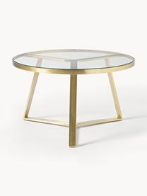 Table basse ronde en verre Fortunata, Transparent, doré, Ø 70 x haut. 40 cm
