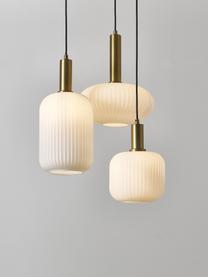 Cluster hanglamp Candela van opaalglas, Decoratie: vermessingd metaal, Wit, goudkleurig, B 49 x H 29 cm