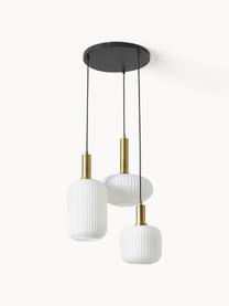 Cluster hanglamp Candela van opaalglas, Decoratie: vermessingd metaal, Wit, goudkleurig, B 49 x H 29 cm