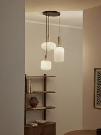 Cluster hanglamp Candela van opaalglas, Decoratie: vermessingd metaal, Wit, goudkleurig, B 49 x H 29 cm