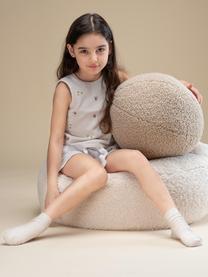 Pouf per bambini in teddy Sugar Ø 65 cm, Teddy bianco latte, Ø 65 x Alt. 20 cm