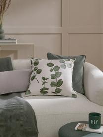 Poszewka na poduszkę z bawełny Eucalyptus, 100% bawełna, Odcienie kremowego, zielony, S 45 x D 45 cm
