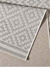 In- & outdoor vloerkleed Meadow Raute met grafisch patroon, Grijs, beige, B 80 x L 150 cm (maat XS)