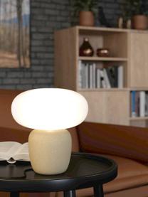 Kleine Tischlampe Cahuama, Lampenschirm: Glas, satiniert, Lampenfuß: Keramik, Beige, Weiß, Ø 28 x H 30 cm