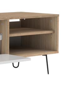 Tv-meubel Aero met klapdeur, Frame: met melamine beklede spaa, Poten: gelakt metaal, Eikenhoutkleurig, wit, B 165 x H 44 cm