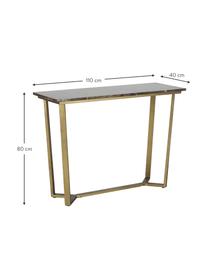 Marmeren wandtafel Emperor met messing frame, Frame: messing, Tafelblad: marmer, Messingkleurig, donkerbruin, beige, B 110 x D 40 cm