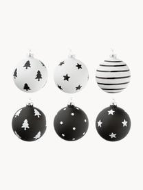 Set de bolas navideñas Bullerbü, Ø 10 cm, 6 pzas., Blanco, negro, Ø 10 cm