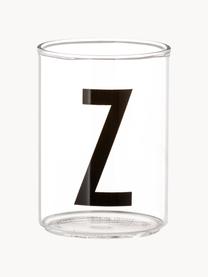 Bicchiere di design in vetro con lettera Personal (varianti dalla A alla Z), Vetro borosilicato, Trasparente, nero, Bicchiere per l'acqua A, 300 ml