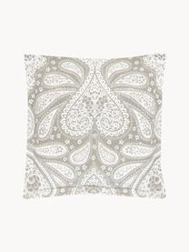 Housse de coussin 45x45 motif paisley Manon, 100 % coton bio, certifié GOTS, Taupe, larg. 45 x long. 45 cm