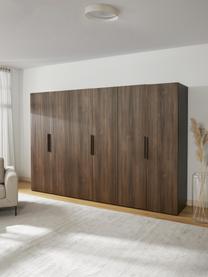 Modularer Drehtürenschrank Simone, 300 cm Breite, mehrere Varianten, Korpus: Spanplatte, melaminbeschi, Walnussholz-Optik, Schwarz, Basic Interior, B 300 x H 200 cm