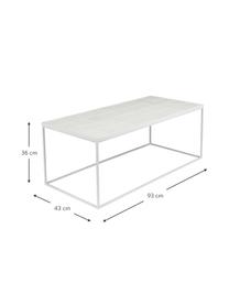 Table basse avec carrelage blanc Glazed, Blanc, larg. 93 x haut. 36 cm