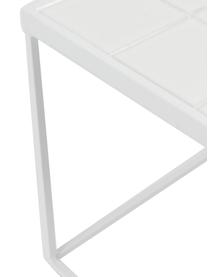 Geglazuurde salontafel Glazed in wit, Tafelblad: MDF, keramiek, Frame: gepoedercoat metaal, Wit, B 93 x H 36 cm