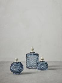 Aufbewahrungsdose Miya, Glas, Graublau, Goldfarben, Ø 11 x H 18 cm