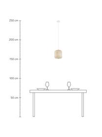 Kleine Pendelleuchte Adam aus Bambus, Lampenschirm: Bambus, Holz, Baldachin: Metall, pulverbeschichtet, Weiß, Hellbraun, Ø 35 x H 38 cm