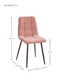 Krzesło tapicerowane z aksamitu Hope, Tapicerka: 100% aksamit poliestrowy, Nogi: metal, Blady różowy, czarny, S 42 x G 44 cm