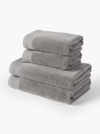 Sada ručníků z organické bavlny Premium, různé velikosti sady, 100 % bio bavlna, s certifikátem GOTS (certifikováno GCL International, GCL-300517)
Vysoká gramáž, 600 g/m², Tmavě šedá, 4dílná sada (ručník a osuška)