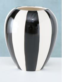 Handbemalte Steingut-Vase Emser, Steingut, Schwarz, Weiß, Ø 14 x H 16 cm
