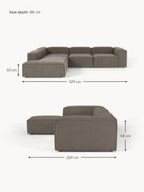 Canapé d'angle XL modulable en tissu bouclette Lennon, Bouclette grège, larg. 329 x prof. 269 cm, méridienne à gauche