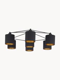 Faretti da soffitto grandi Staiti, Baldacchino: acciaio verniciato, Paralume: tessuto, Nero, dorato, Ø 84 x Alt. 24 cm