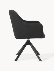 Chaise à accoudoirs pivotante Isla, Tissu noir, noir mat, larg. 63 x prof. 58 cm