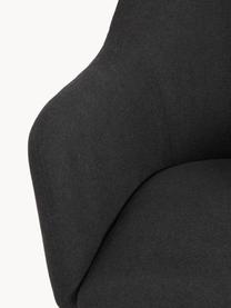 Draaibare armstoel Isla, Bekleding: 100% polyester Met 30.000, Poten: gecoat metaal, Geweven stof zwart, zwart mat, B 63 x D 58 cm