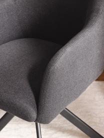Chaise à accoudoirs pivotante Isla, Tissu noir, noir mat, larg. 63 x prof. 58 cm