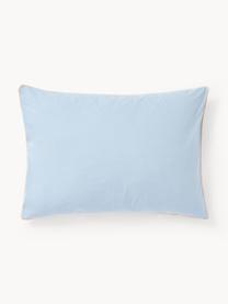 Taie d'oreiller en percale de coton avec passepoil Daria, Bleu ciel, beige clair, larg. 50 x long. 70 cm