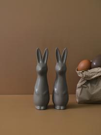 Adorno de Pascua en forma de conejo Swedish, Al 17 cm, Cerámica, Gris pardo mate, Ø 5 x Al 17 cm