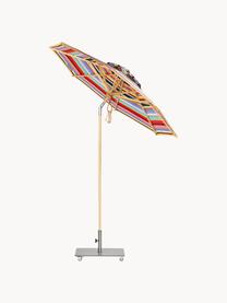 Handfertigter Sonnenschirm Klassiker mit Flaschenzug, verschiedene Größen, Bunt, Helles Holz, Ø 210 x H 251 cm