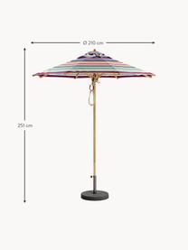 Ręcznie wykonany parasol ogrodowy Klassiker, różne rozmiary, Wielobarwny, jasne drewno naturalne, Ø 210 x 251 cm