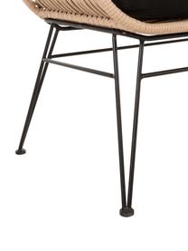 Polyrattan-Sitzbank Costa, Sitzfläche: Polyethylen-Geflecht, Gestell: Metall, pulverbeschichtet, Hellbraun, Schwarz, B 126 x H 81 cm