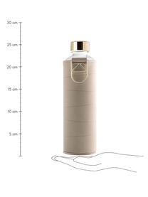 Botella Mismatch, Botella: vidrio borosilicato, Funda: cuero sintético, Beige, transparente, Ø 8 x Al 26 cm