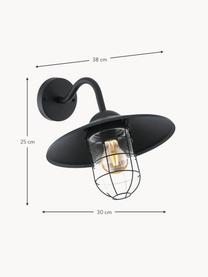 Outdoor wandlamp Melgoa, Lampenkap: glas, Zwart, B 30 x H 25 cm