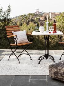 Table de jardin avec plateau en marbre Loren, Noir, blanc, marbré