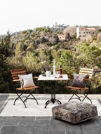 Table de jardin avec plateau en marbre Loren, Noir, blanc, marbré