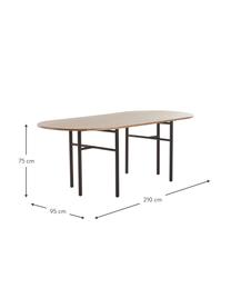 Mesa de comedor ovalada de madera de roble Vejby, 210 x 95 cm, Tablero: madera de roble, Patas: metal lacado, Madera de roble, An 210 x Al 75 cm