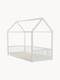 Kinderhuisbed Castillo van grenenhout, 90 x 200 cm, Gelakt grenenhout, Grenenhout, wit gelakt, B 90 x H 200 cm