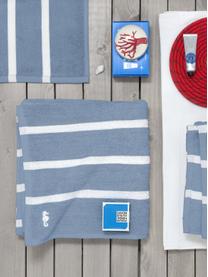 Gestreepte badmat Menton, 100% katoen, Blauw, wit, 50 x 75 cm